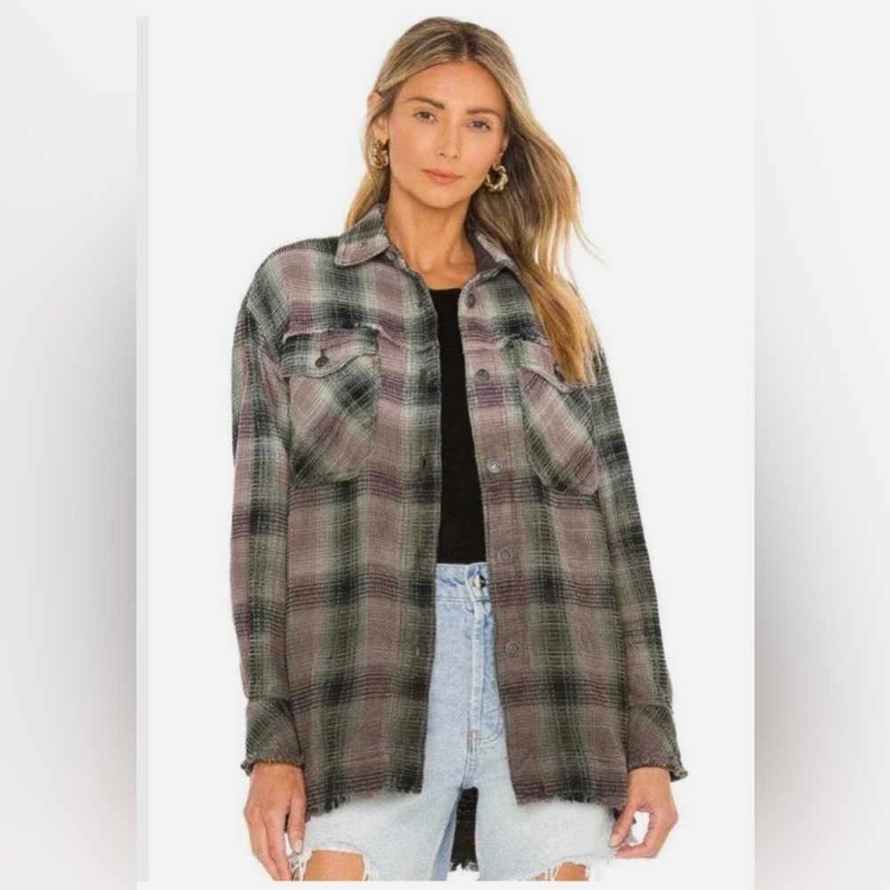 Free People Anneli Plaid Shirt Jacket – Women’s Size L
Color: Spanish Olive